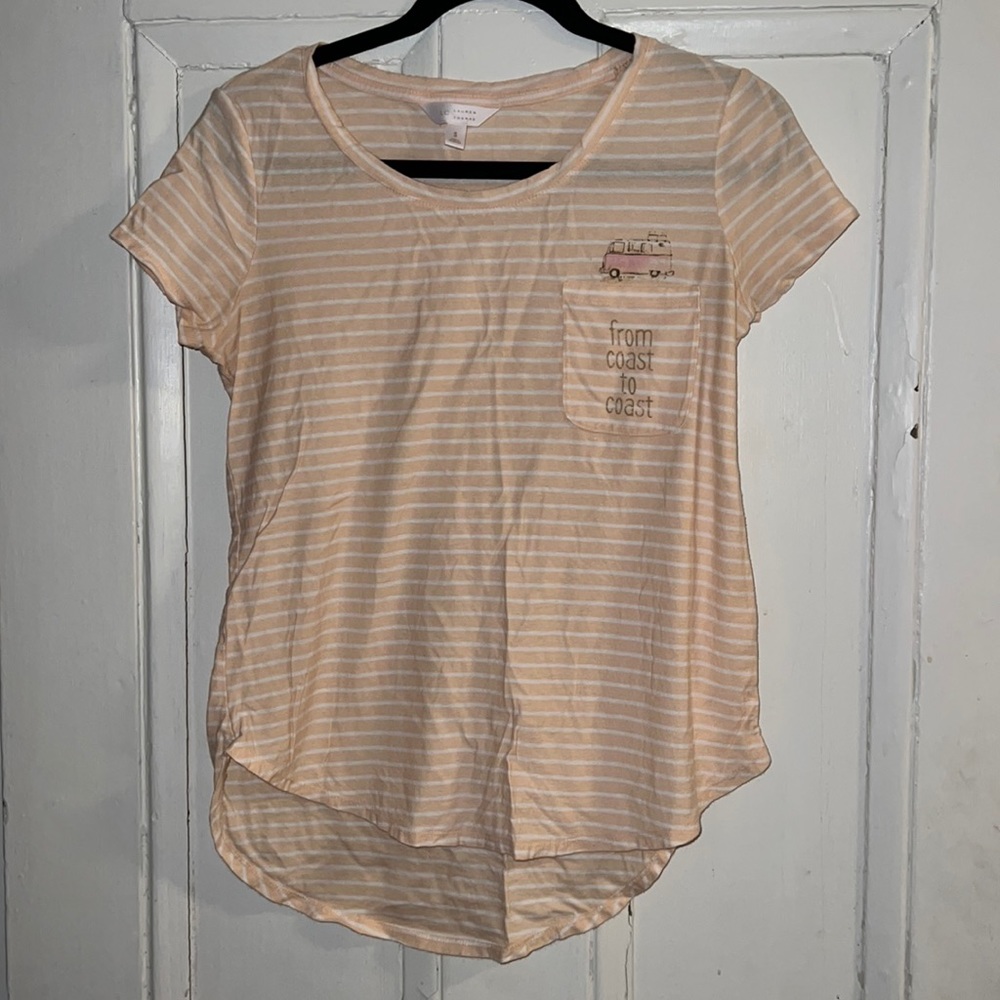 LC peach and white striped ‘from coast to coast’ t-shirt